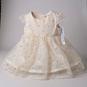 Carter's Ivory Dress with Metallic Dots